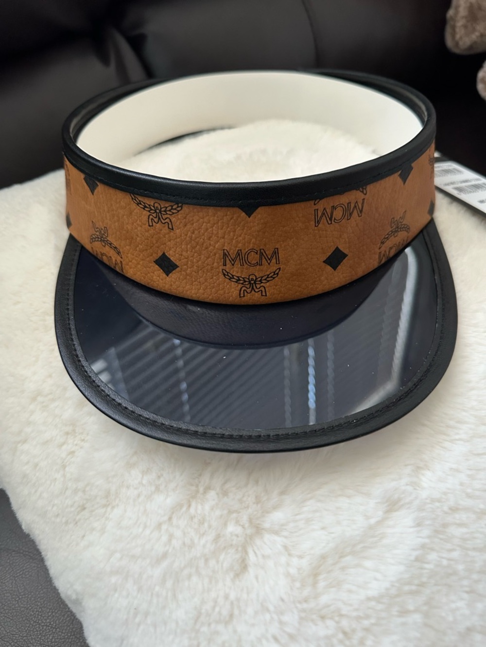 MCM Brown Logo Visor Cap - Clear Brim Unisex Accessory